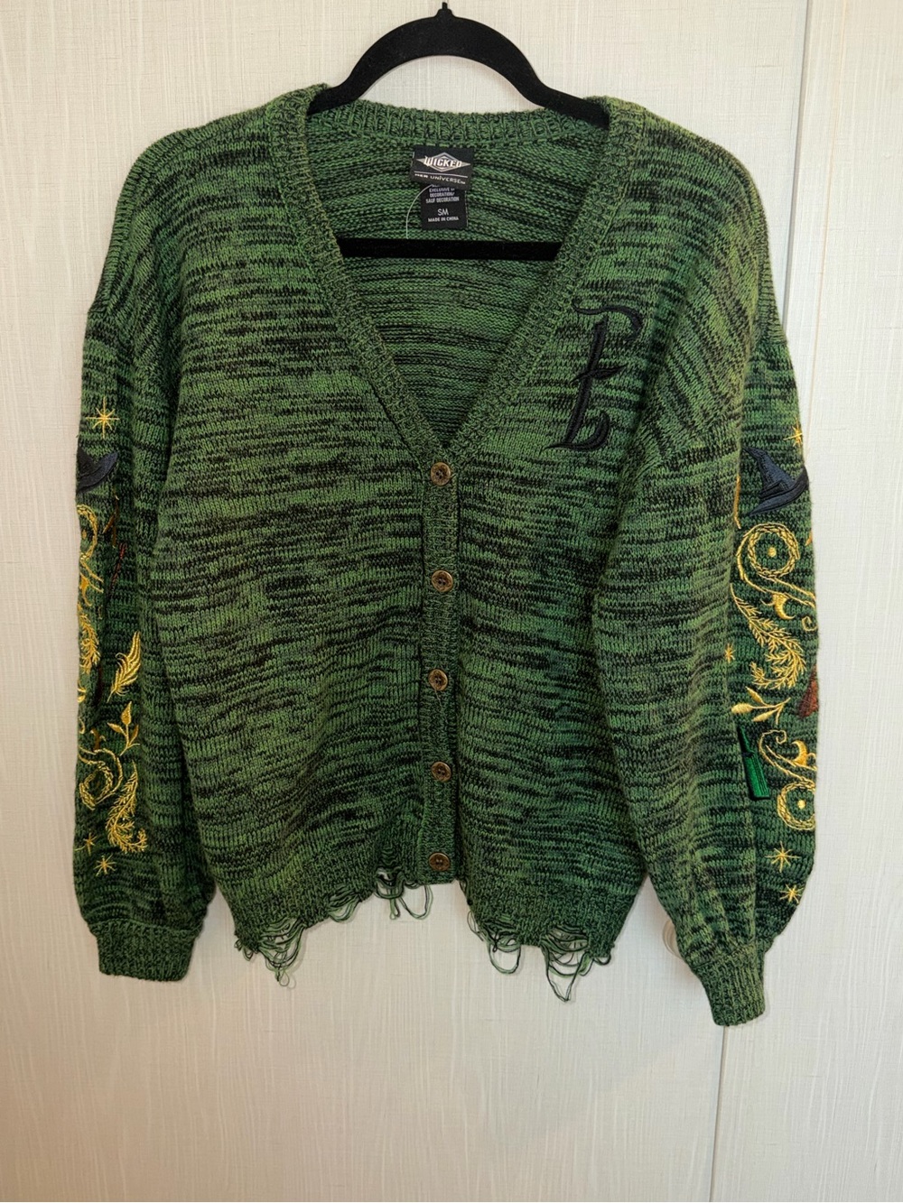 Wicked Elphaba Embroidered Cardigan Sweater Size Small Green Her Universe